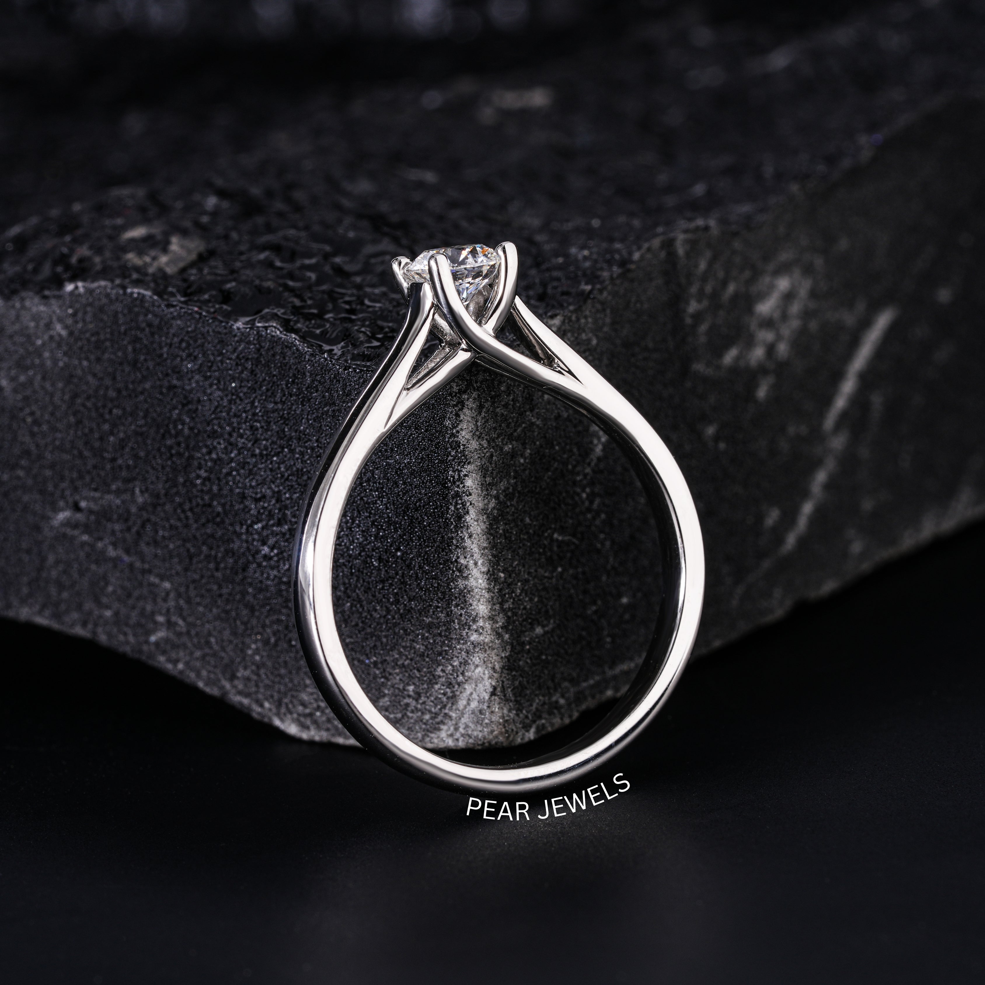 0.5Ct Round Fancy Solitaire Labgrown Diamond Ring - Pear Jewels